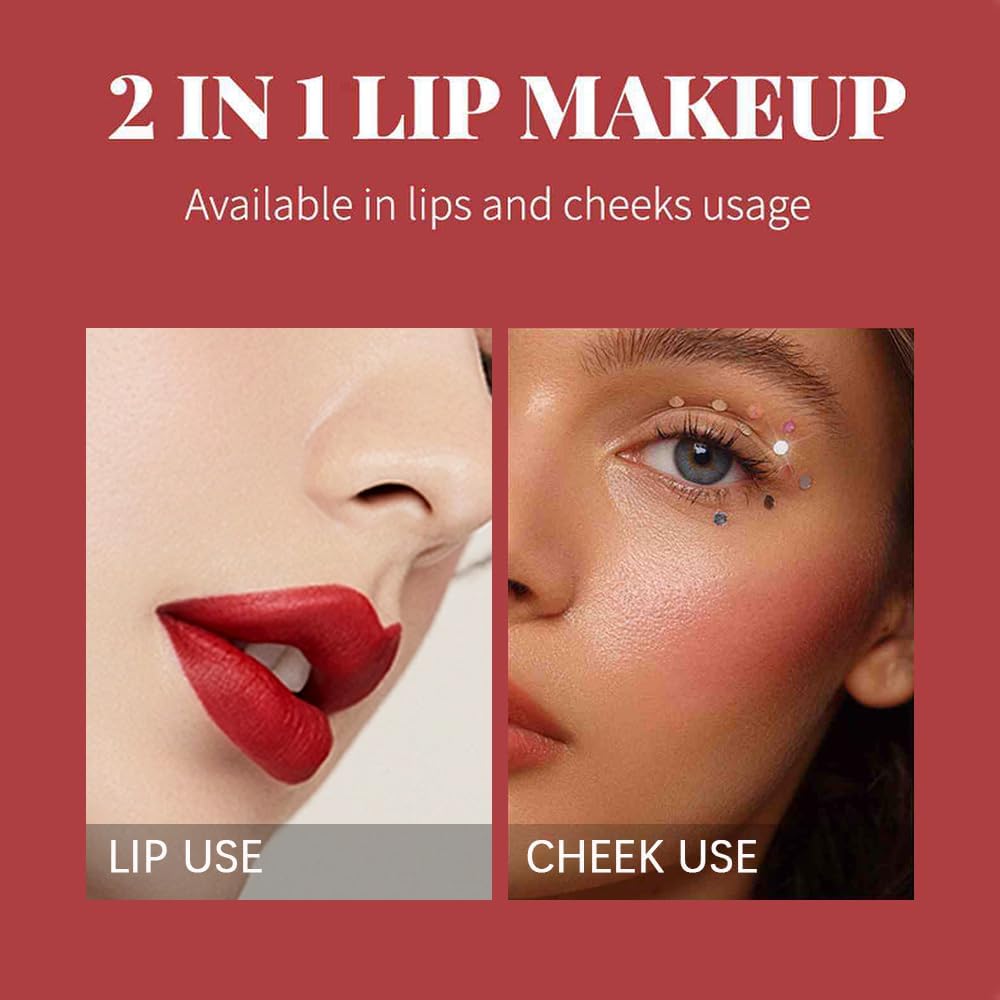 Charm Kiss 4Pcs Matte Cigarette Lipstick Set,Moisturizer Smooth Lip Stick,Tube Cigarette Lipstick,Velvet Long Lasting Waterproof Matte Lipstick Tube Sexy Nude Red Lips Tint Makeup Lipstick