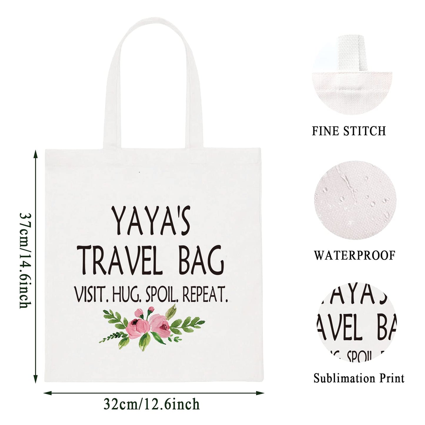 WCGXKO Yaya Gift Grandma Mother's Day Gift Birthday Gift Travel Gift Cosmetics Bag Toiletry Bag Gift for Yaya (YAYA'S TRAVEL tote) …