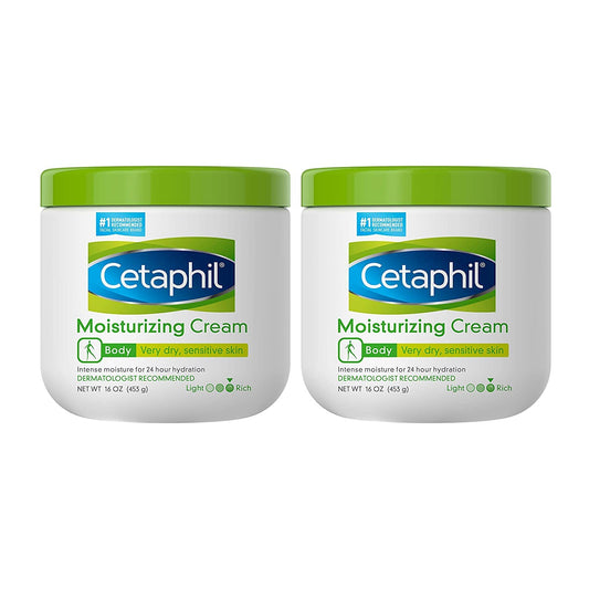 Cetaphil Moisturizing Cream, 16oz (Pack of 2), Hydrating Moisturizer For Dry To Very Dry, Sensitive Skin, Body Cream Completely Restores Skin Barrier In 1 Week, Fragrance Free, Non-Greasy