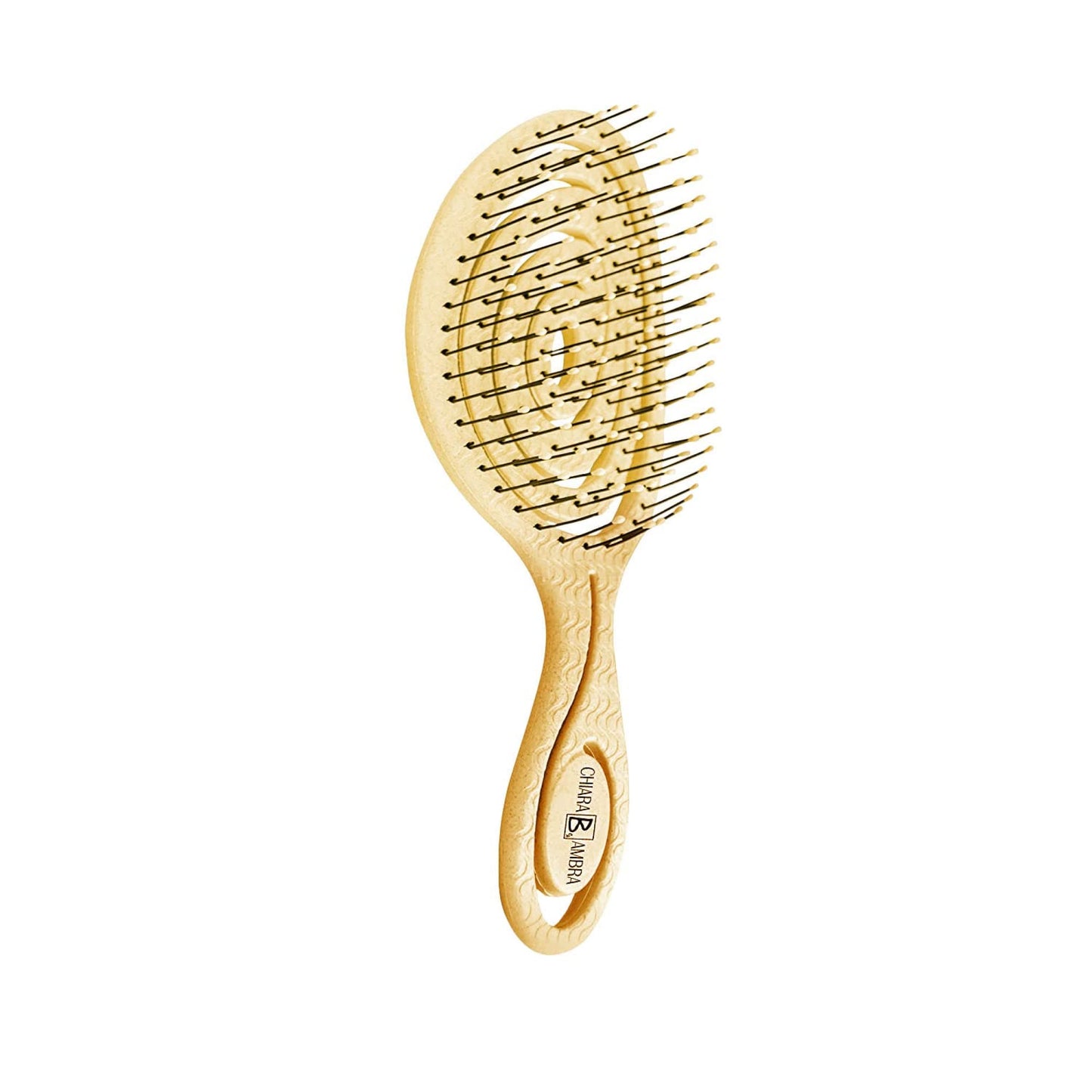 Chiara Ambra Organic Detangling Hair Brush for Women, Men & Children, Unique Spiral Hairbrush, Vented Hair Straightening Brushes for Straight, Curly & Wet Hair - Does not Pull on Hair – Yellow