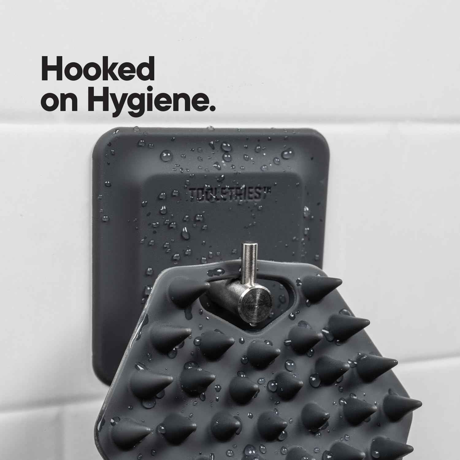 TOOLETRIES Beard Scrubber with Hook - Silicone Beard Brush & Beard Exfoliator For Men - Deep Cleans & Unclogs Pores - gentle face massgage, removes beardruff, Beard accessories - Charcoal