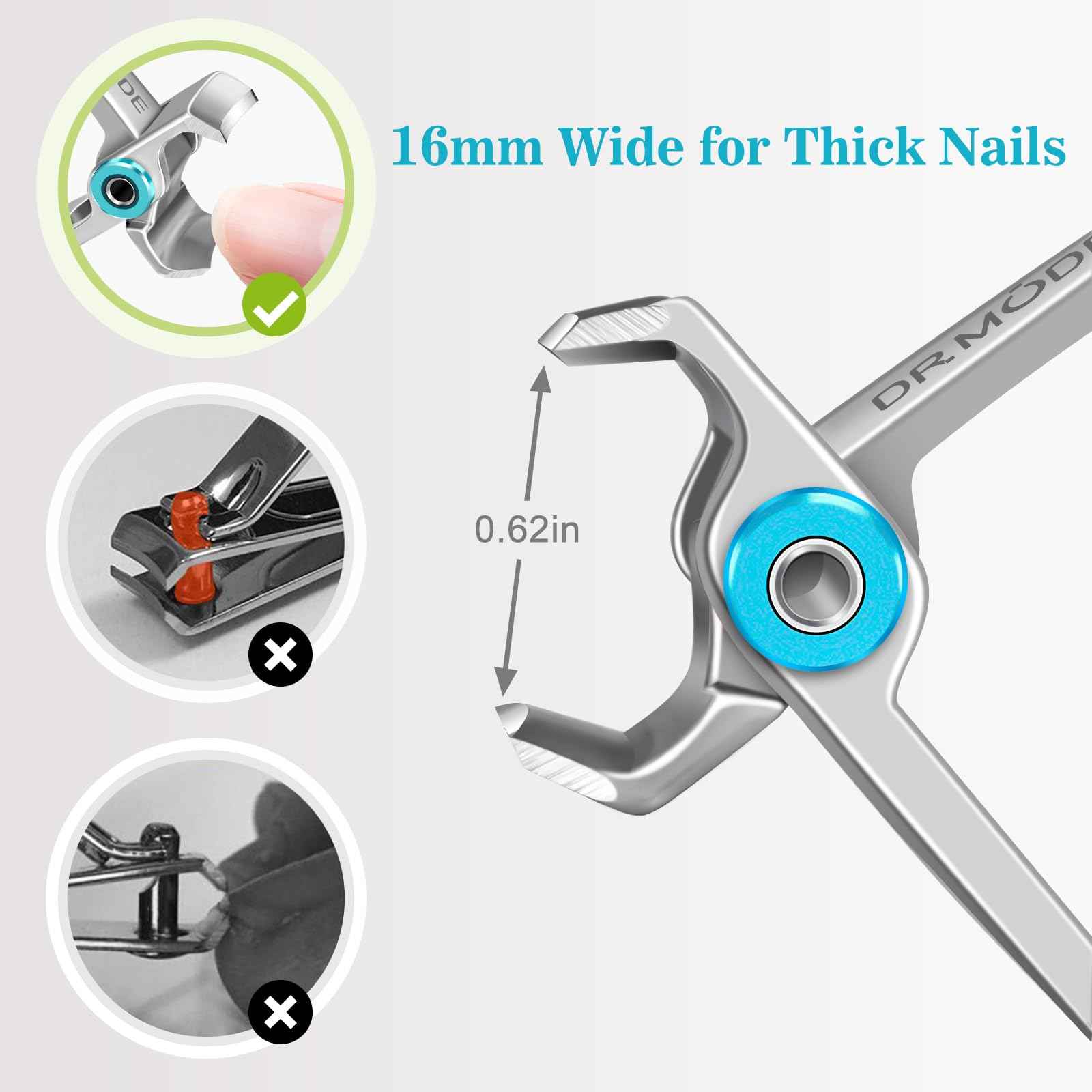 Toenail Clippers for Seniors Thick Toenails, Heavy Duty Wide Opening Toe Nail Clippers for Men Thick Ingrown Nails, Large 360 Degree Rotary Anti-Splash Finger Nail Clippers Adult with Catcher