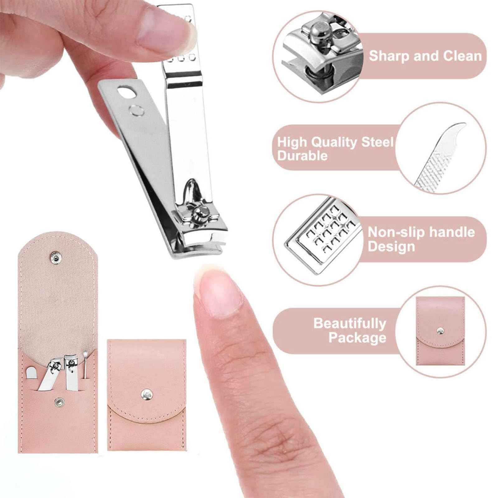 24 Sets Travel Manicure Set Professional Nail Clipper Kit Bulk,4 in 1 Adult Stainless Steel Travel Manicure Kit with Case Individually Wrapped Nail Clippers Bulk for Homeless,Hotel,Charity(4 Colors)