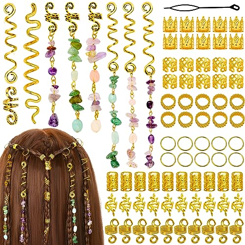80 Pcs Natural Crystal Stone Hair Jewelry Dreadlock Accessories