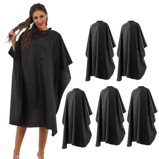 BSFHH Black Barber Cape, Professional Nylon Waterproof Hair Cutting Kit with Snap Closure Salon Cape, 59" x 47" Hairdressing Capes (5 Pack)