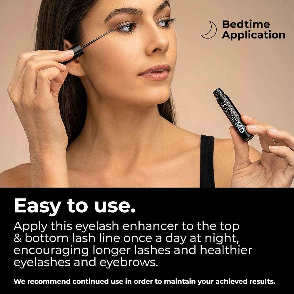 LashesMD Eyelash Growth Serum & Eyelash Conditioner for Naturally Fuller Looking Eyelashes and Eyebrows In As Little As Four Weeks