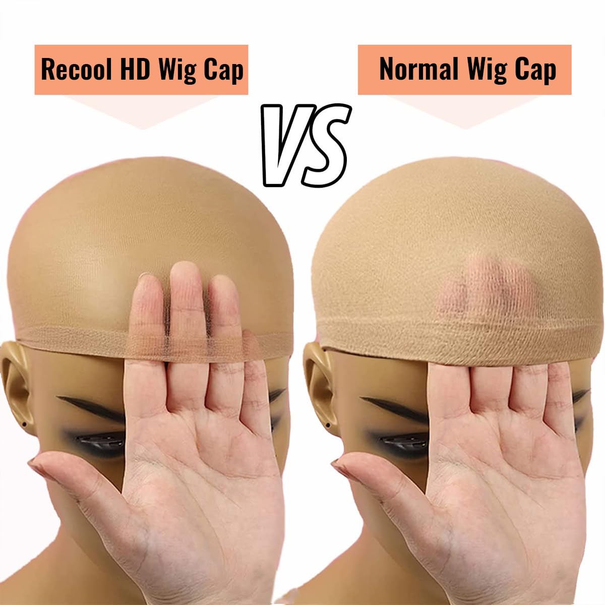 RECOOL 4 PCS HD Wig Cap For Lace Front Wig Transparent Wig Cap for Wig Stocking Wig Caps For Women Invisible HD Wig Cap Wig Accessories Wholesale (2 PACK 4 PCS)