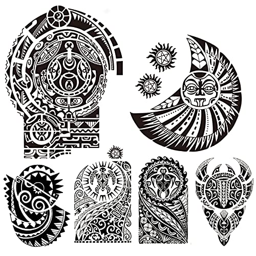 Tribal Temporary Tattoos - 6 Sheets Waterproof Arm Stickers