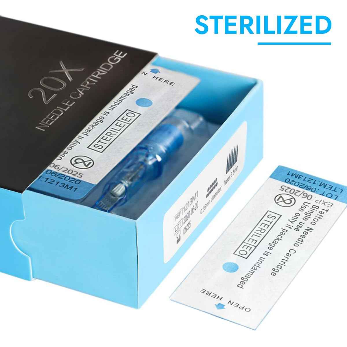 Tattoo Cartridges Needles, 20Pcs Tattoo Needles #10 Bugpin 23 Curved Magnum with Membrane Disposable Cartridges Tattoo Needles Long Taper for Permanent Makeup Tattoo Supplies (1023CML)