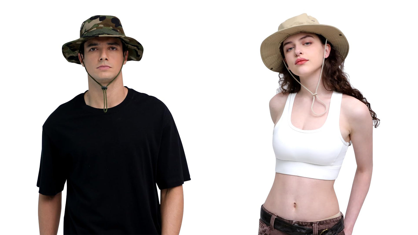 Sun Hats for Men Women Bucket Hat UPF 50+ Boonie Hat Foldable UV Protection Hiking Beach Fishing Summer Safari(1pack-Jungle Camo)