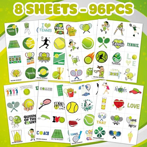 96 Pc Tennis Temporary Tattoos - Sports Party Favors