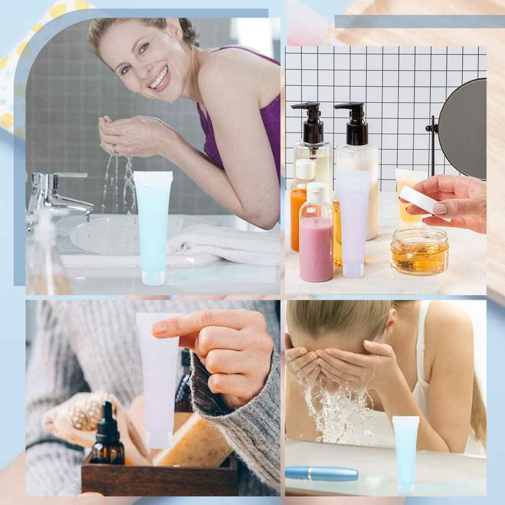 BENECREAT 30 Pack 0.5oz Clear Empty Tubes with Plastic Syringes Clear Squeezable Cosmetic Containers Refillable Plastic Tubes for Shampoo Facial Cleanser Makeup Sample