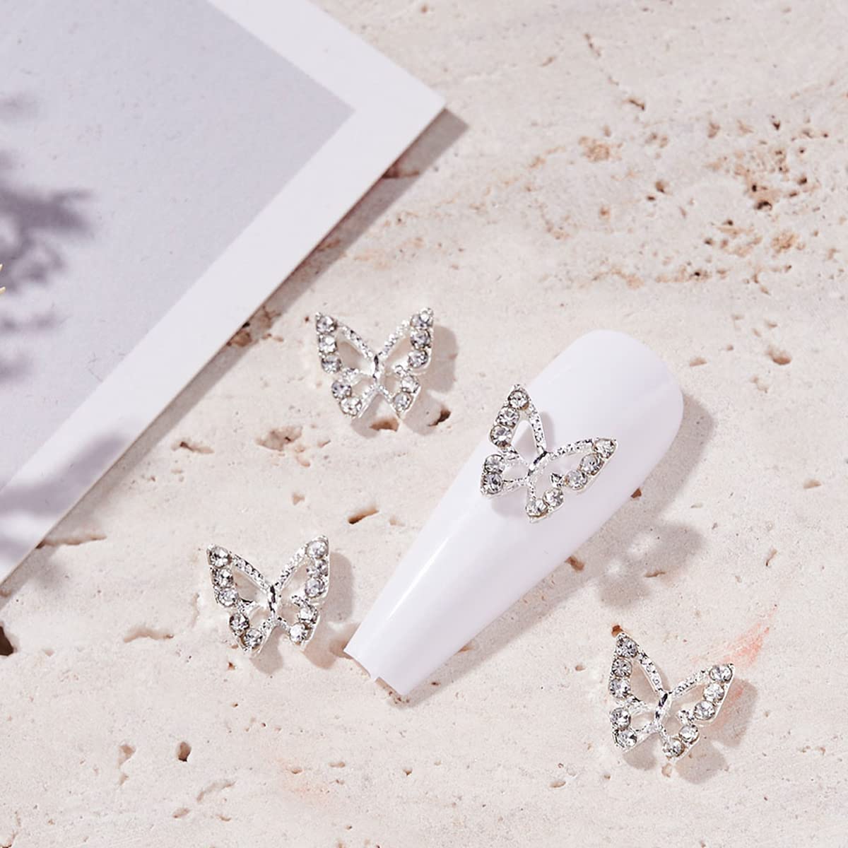 3D Butterfly Nail Charms 20Pcs 3D Butterfly Charms for Nails Alloy Butterfly Nail Charms Decoration DIY Alloy Nail Butterfly Charms Studs