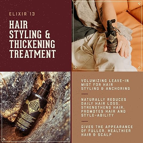 18.21 Man Made Elixir 13 Men's Styling and Thickening Treatment for Hair, Original Sweet Tobacco Volumizing Leave-on, 3.4oz
