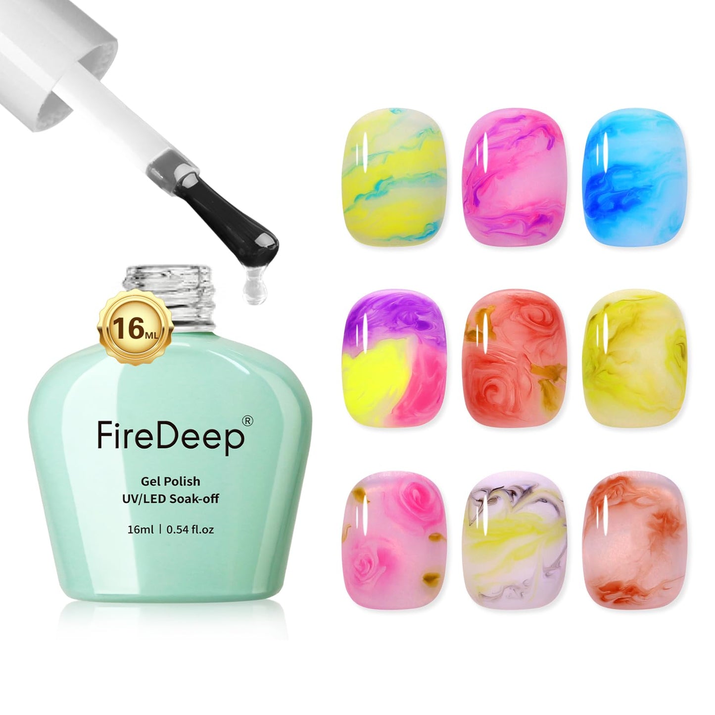 Firedeep Blooming Gel Nail Polish,16 ml Clear Nail Blooming Gel Polish Spreading Effects Nail Art Accessories for Floral Print Soak Off UV Gel 1Pcs