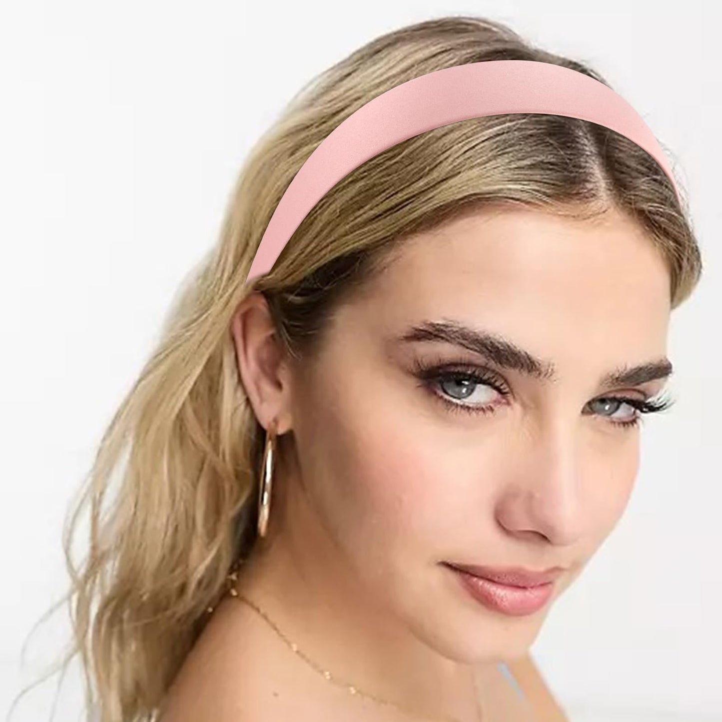 VELSCRUN Headbands for Women Girls 1.3 Inch Satin Pink Headband Wide Head Bands for Women's Hair Women Fashion Hair Bands Cosplay Halloween Costumes Hair Accessories Gifts for Mothers Sisters