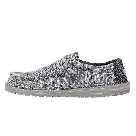 Hey Dude Men's Wally Stretch Fleece Grey Size 7 | Men’s Shoes | Men's Lace Up Loafers | Comfortable & Light-Weight