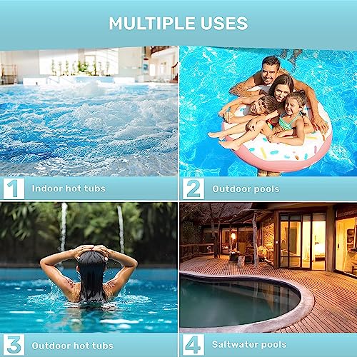 Hot Tub and Pool Test Strips - 6in1 Quick & Accurate Hot Tub, Spa, Pool Test Strips - 100 Water Test Strips, Water Test Kit with E-Book - Test Chlorine, Bromine, pH, Hardness, Alkalinity - JNW Direct