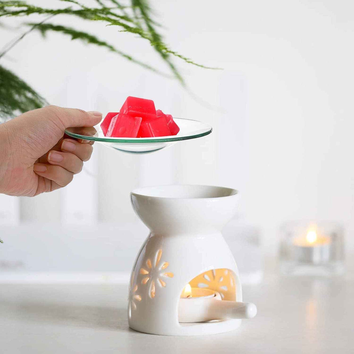 VGEUNA 4 Pieces Replacement Glass for Wax Warmer Wax Melt Dish Fits Most Wax Warmers Durable Glass Dish for Wax Melter