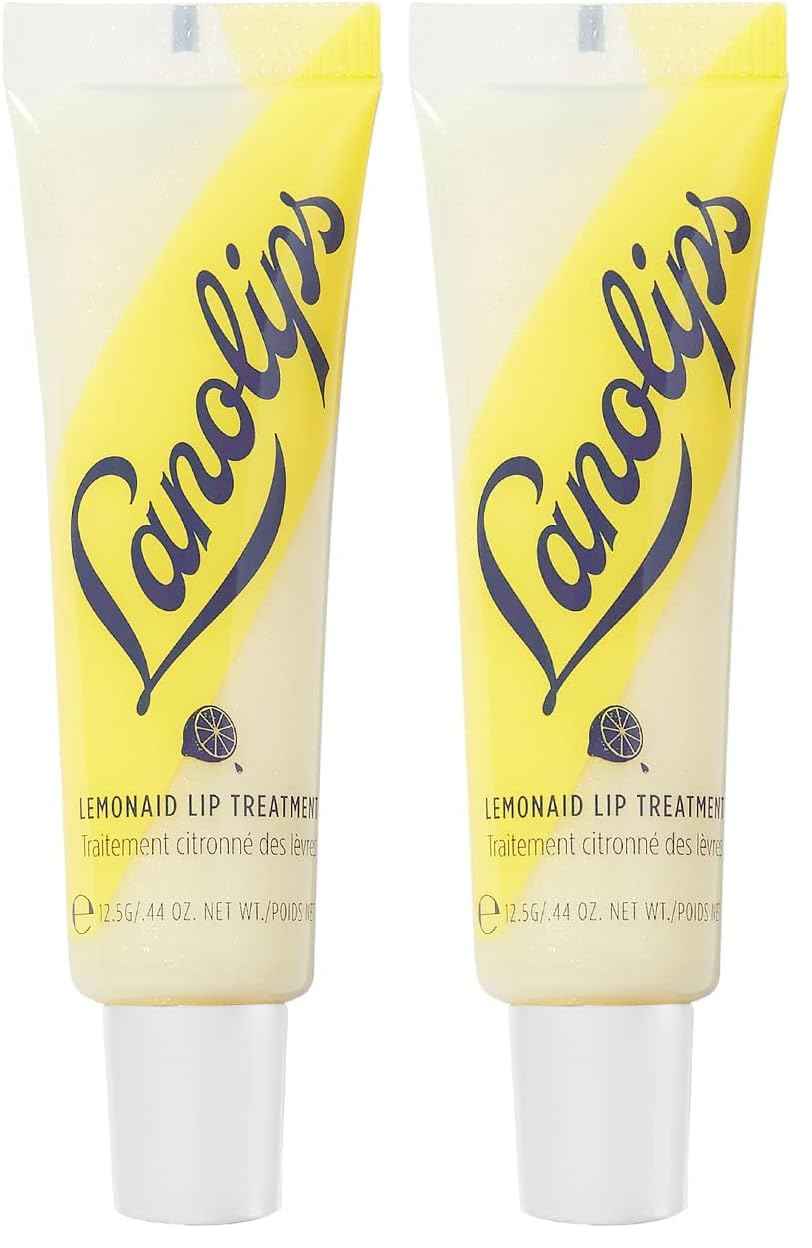 Lanolips Lemonaid Lip Treatment - Clear Lip Gloss and Exfoliant with Lanolin, Lemon Oil, Vitamin E Oil and Shimmer - Tinted Lip Balm for Dry, Cracked, Peeling Lips (12.5g / 0.42oz) (Pack of 2)
