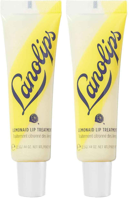Lanolips Lemonaid Lip Treatment - Clear Lip Gloss and Exfoliant with Lanolin, Lemon Oil, Vitamin E Oil and Shimmer - Tinted Lip Balm for Dry, Cracked, Peeling Lips (12.5g / 0.42oz) (Pack of 2)
