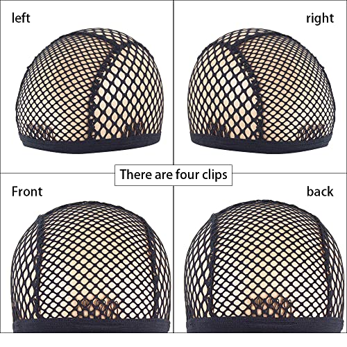 Black Stretchable Wig Cap with 4 Hair Clips & Mesh