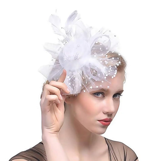 HIWIND Tea Party Headband for Women Fashion Derby Headwear (White 1, One Size) (White 1, One Size)