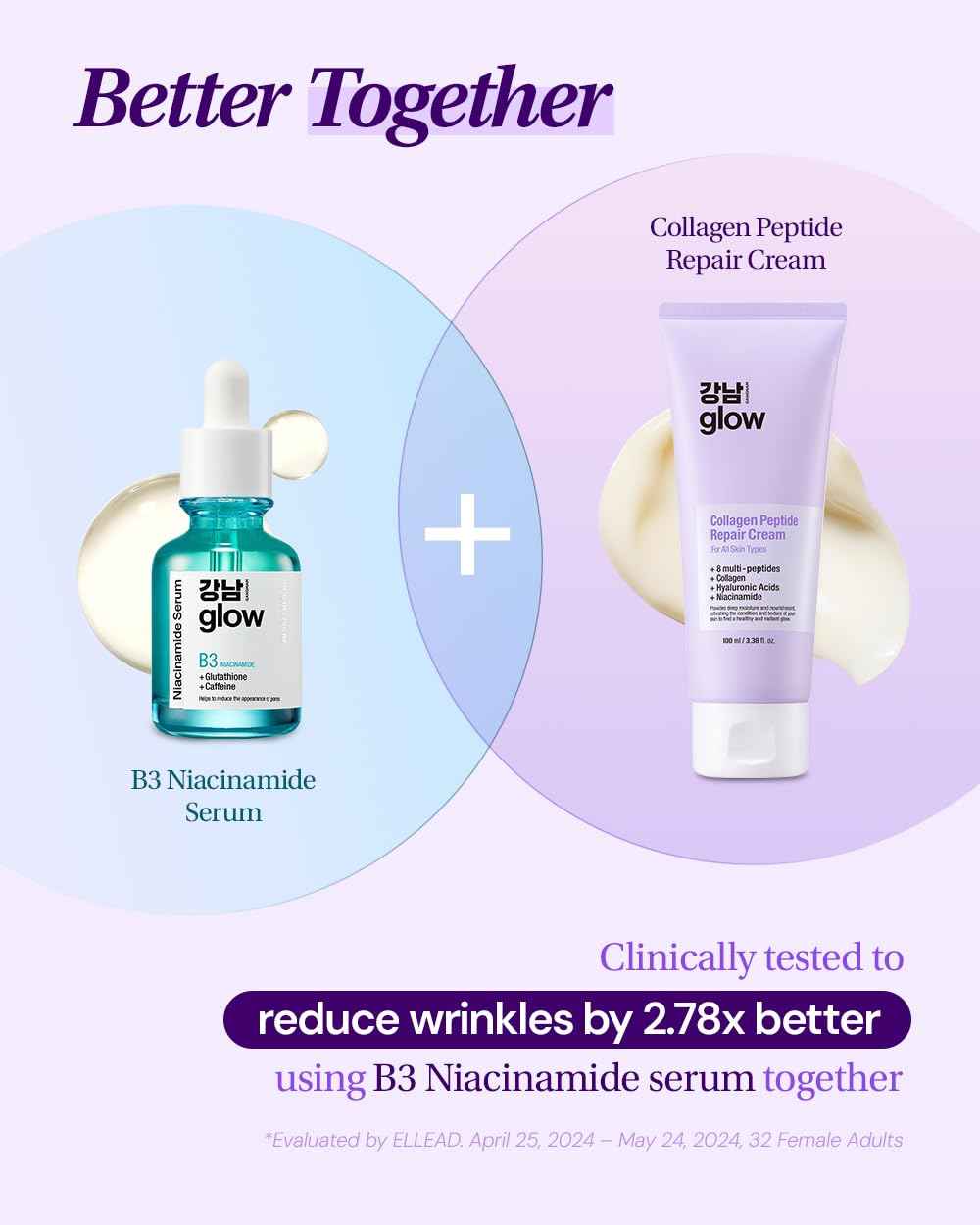 GANGNAM GLOW Collagen Peptide Repair Cream - Face Moisturizer with Collagen Peptides and Niacinamide, Day and Night Cream with Retinol, Korean Skin Care (3.38 fl.oz / 100ml)