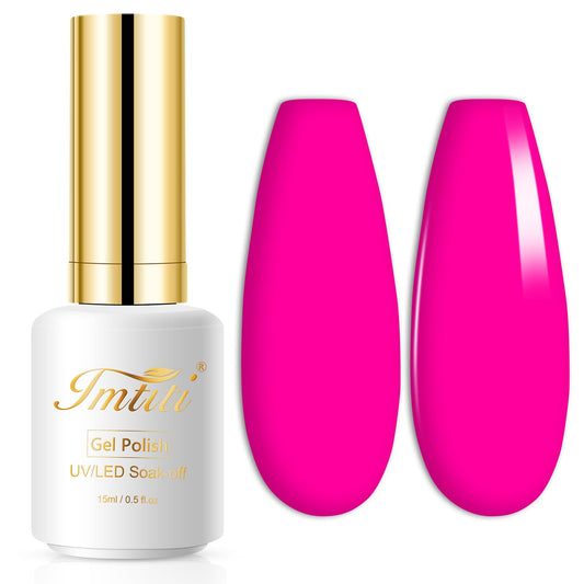 Imtiti Hot Pink Gel Nail Polish, 1 Pcs 15ml Hot Pink Color Gel Polish UV/LED Soak Off Nail Art Manicure Salon DIY Nail at Home Gift for Women,Bright Pink