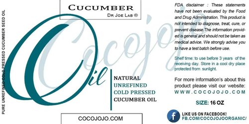 Dr Joe Lab Cucumber Seed Oil - Pure, Unrefined, Cold Pressed, Undiluted, Non-GMO, Virgin Carrier Oil for Skin, Hair, Nails, Body, Face, Beard - 16 Ounces - Nourishing Hydrating Moisturizing Bulk