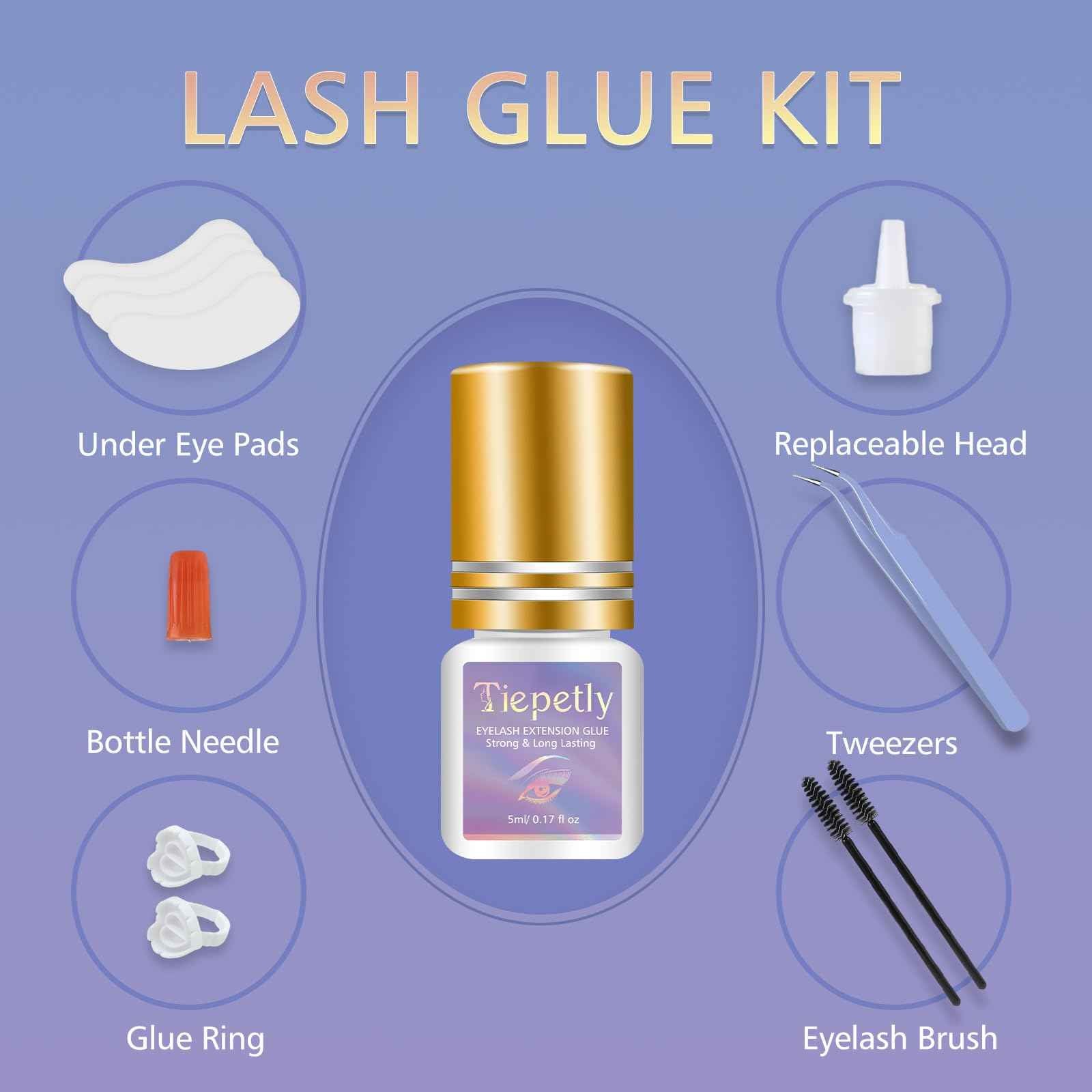 Extra Strong Black Eyelash Extension Glue, Strong Lash Extension Glue Professional Use Only, Long-Lasting and Fast-Drying, Up to 8 Weeks Retention (5ml)