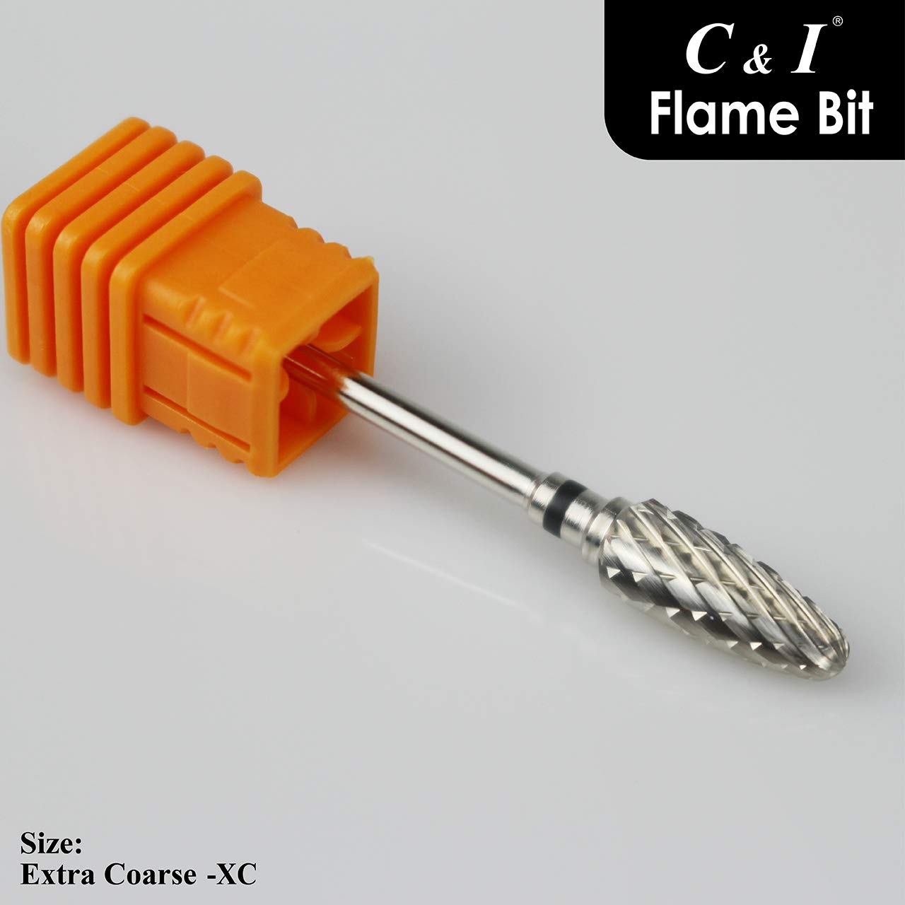 C & I Flame Bit Carbide Nail Drill for Electric Manciure Drill Machine of Nail Beauty (Extra Coarse -XC, Silver)