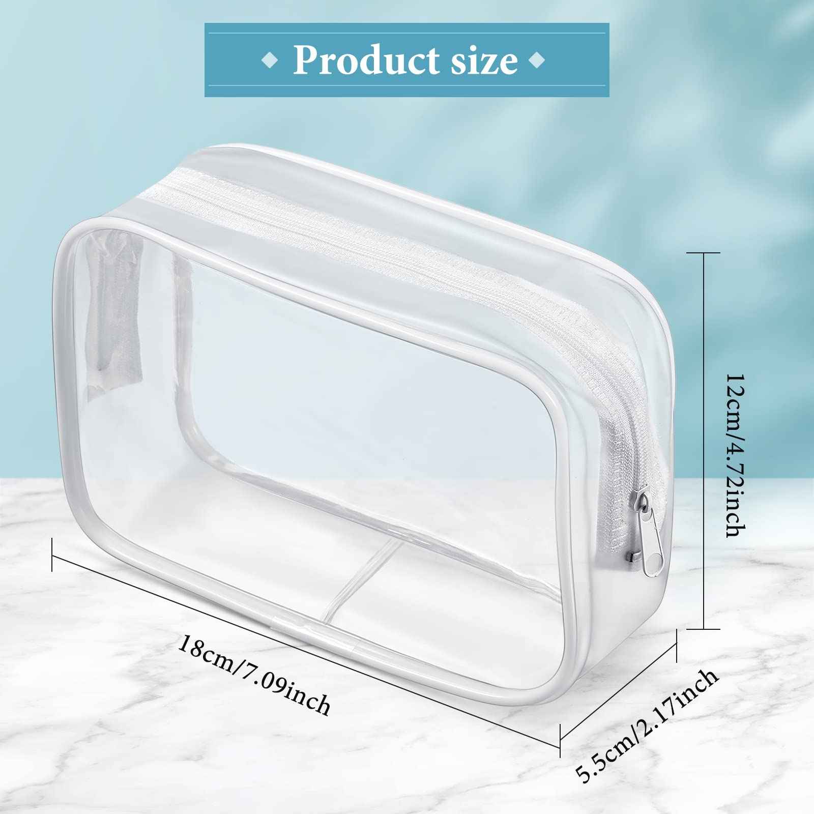 Weewooday 12 Pieces Clear Makeup Bags Cosmetic Storage Bags PVC Zipper Pouches Travel Waterproof Makeup Plastic Case for Women Organizing Toiletries Traveling Bathroom(Medium,White)