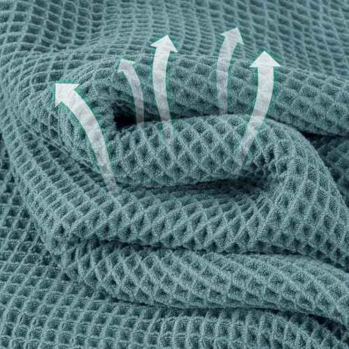 Microfiber Waffle Face Towels, 4 Pieces, Soft, Absorbent, Fast Drying, Lint Free (Green)