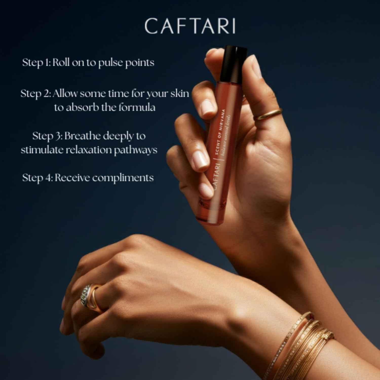 Caftari Luxury Perfume Oil Rollerball | Oudh, Cedarwood & Patchouli | Long Lasting, Travel Size | Clean Jojoba Oil | Stress Relief, Unisex Wellness Fragrance | Scent of Nirvana | 10 ml