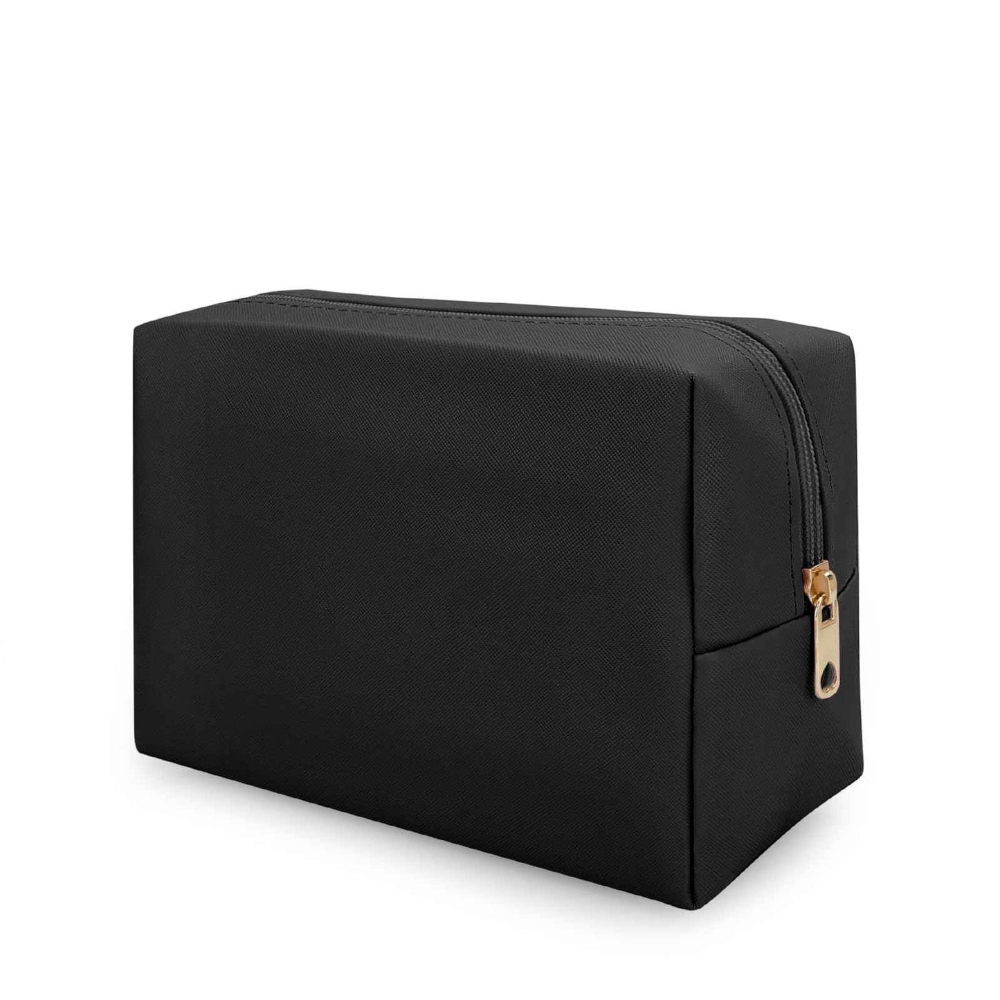 DOB SECHS PU Leather Cosmetic Bag Portable Toiletry Bag for Daily Use Cosmetic Organizer Water-resistant Make up Organizer Light Weight Travel Makeup Bag Cosmetic Pouch (Black, L)