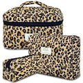 3Pcs Makeup Bag Cotton Quilted Travel Cosmetic Bag Cute Floral Makeup Pouch Large Toiletry Bag for Women Girls