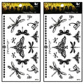 Tattoos 2 Sheets Butterfly dragonfly Vine Chain Necklace Art Fantasy 3D Tattoo Waterproof Stickers Removable Temporary Body Arm Fake Art Sticker Party