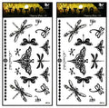 Waterproof Temporary Tattoo Stickers - Butterfly & Dragonfly 2 Sheets