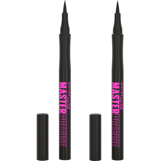 Maybelline Eyestudio Master Precise All Day Waterproof Liquid Eyeliner Makeup, Black, 2 Count (Packaging May Vary)