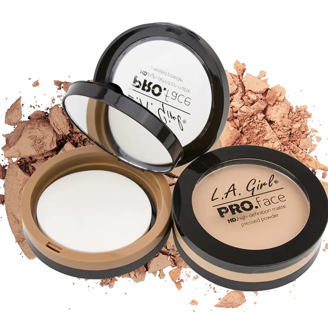 L.A. Girl Pro Face HD Matte Pressed Powder, Nude Beige, 0.25 Ounce (Pack of 3) (GPP605)