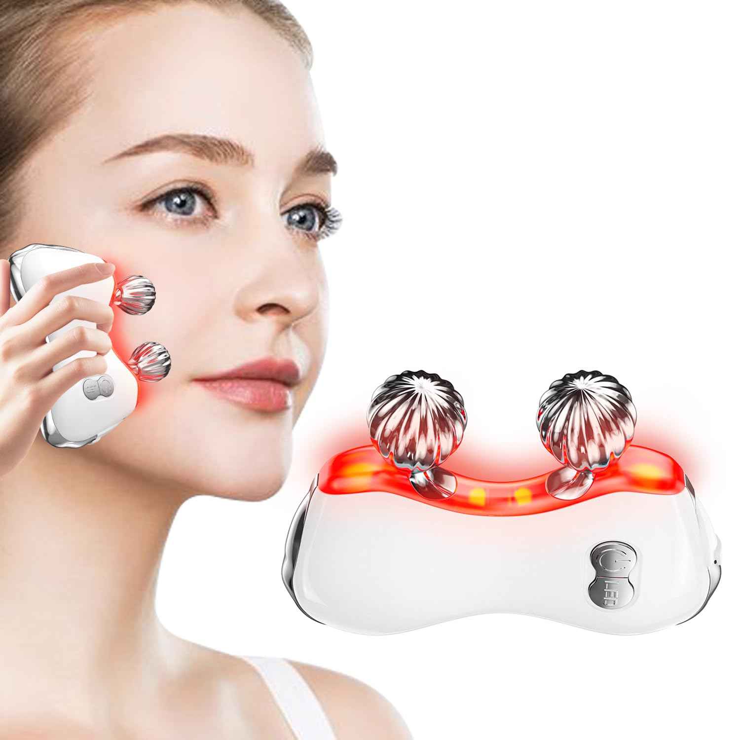 Electric Gua Sha Facial Tools, Facial & Body Massager Tools with Heat and Vibration, MEBAO 5 LED Lights Gua Sha Device with 2 Metal Roller for Eyes, Neck, Face