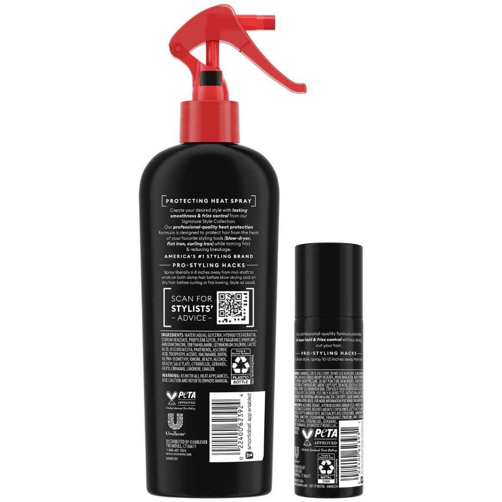 TRESemmé Protecting Heat Spray with Keratin, 3-Pack + Extra Hold Hairspray for Thermal Protection & Frizz Control