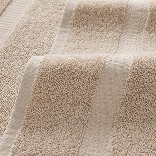 Arkwright True Color Solid Wash Cloths - Soft 100% Cotton Washcloths 12 Pack - Lightweight 475 GSM, Absorbent & Quick Dry for Face and Body, 12 x 12 in, Beige