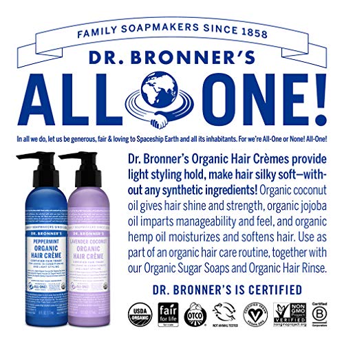 Dr. Bronner¡¯s Organic Hair Cr?me Leave-In Conditioner Styling Cream Anti Frizz Hair Product for Women & Men Hair Cream USDA Organic, Cruelty Free - 6oz 1-Pack
