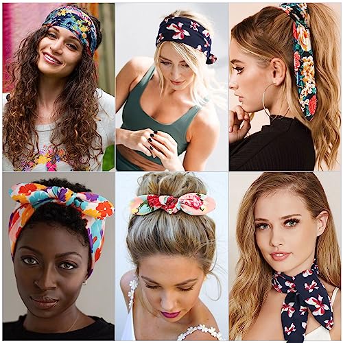 DRESHOW 8 Pack Adjustable Floral Headbands for Women