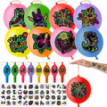 72 PCS Neon Party Favors ? 48 Pre-Cut Temporary Tattoos & 24 Neon Punch Balloons Themed Birthday Party Decorations Supplies Favors Gifts, Goodie Bag Fillers, Classroom Rewards