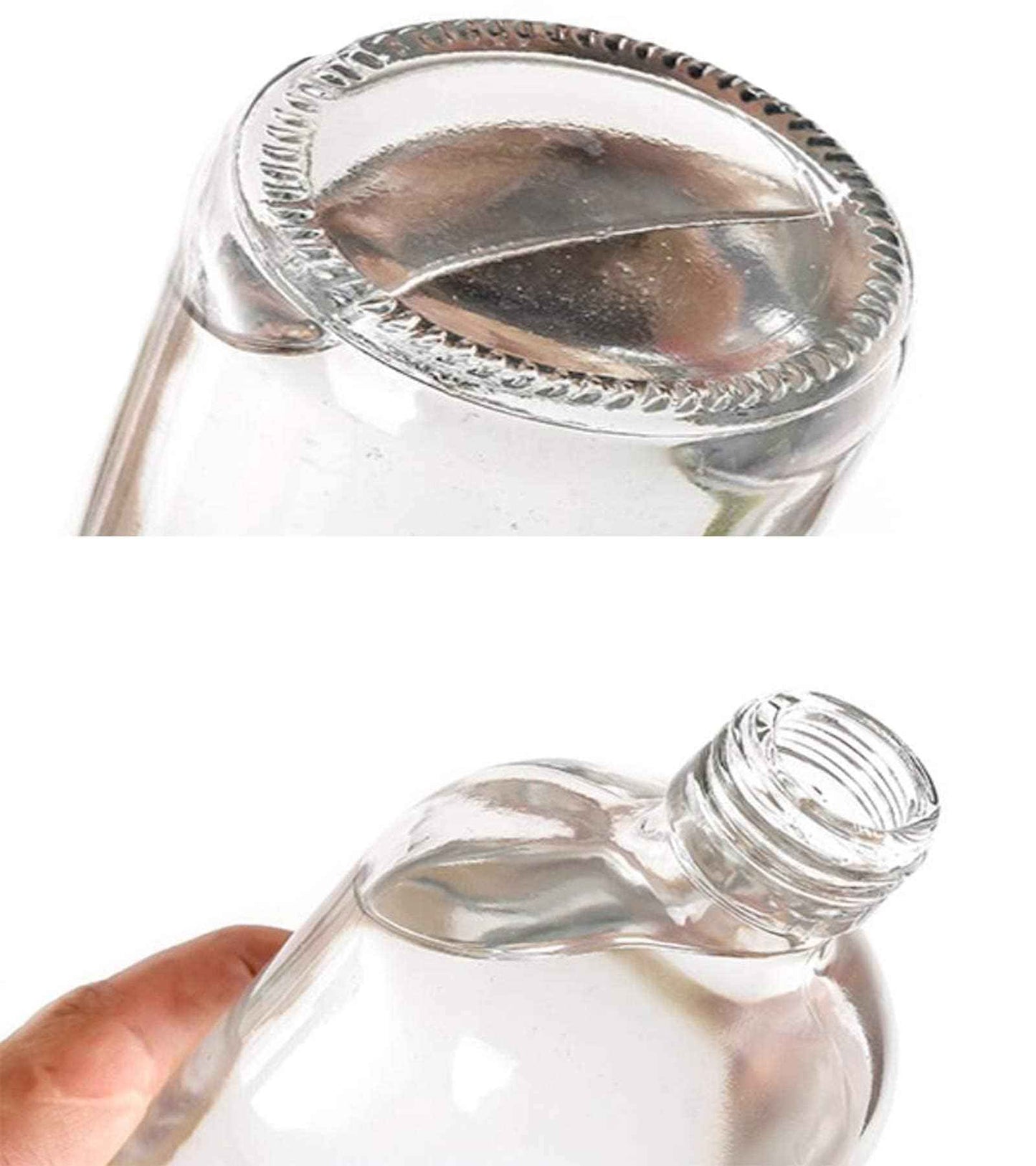 Yarlung 4 Pack 16 Oz Glass Pump Bottles, Clear Soap Dispenser with Pump Glass Empty Refillable Containers for Lotions, Shampoo, Body Wash, Liquid Soap, 4 Black Caps 6 Labels