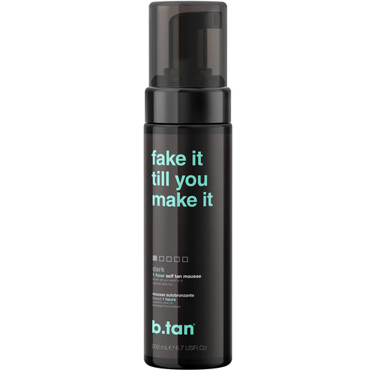 b.tan Dark Self Tanner | Fake It Till You Make It - Fast, 1 Hour Express Sunless Tanning Mousse, No Fake Tan Smell, No Added Nasties, Vegan, Cruelty Free, 6.7 Fl Oz