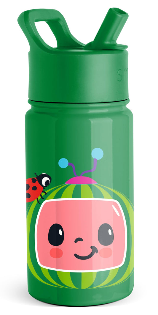 Simple Modern CoComelon Kids Water Bottle with Straw Lid | Insulated Stainless Steel Reusable Tumbler for Toddlers, Boys | Summit Collection | 14oz, CoComelon Watermelon